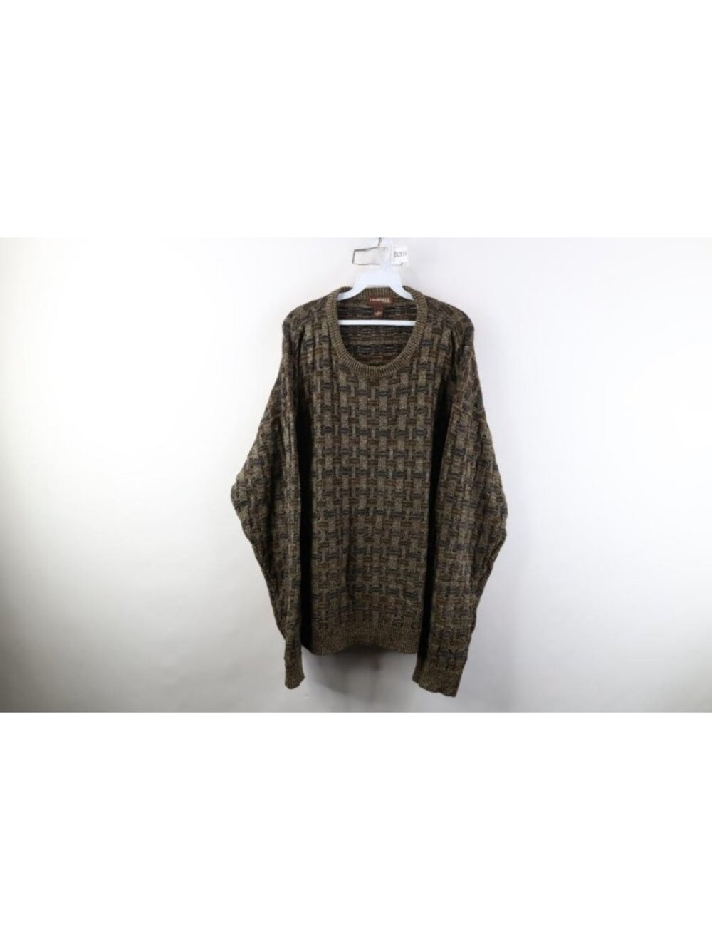 Vintage 90s Streetwear Mens XL Earth Tone Weave Knit Crewneck Sweater Acrylic